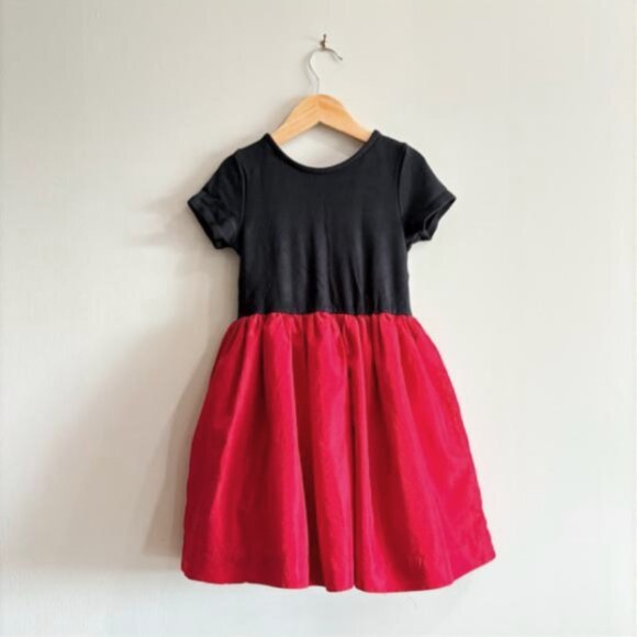 Polo Ralph Lauren Girls Dress Size 5 Black Red Colorblock Designer Preppy - Picture 1 of 8